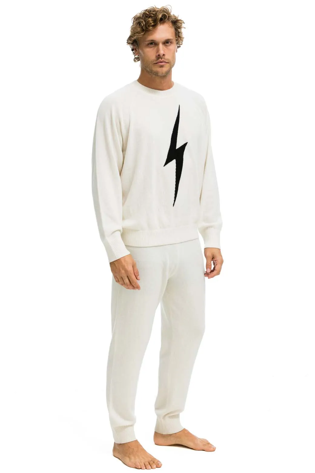 MEN'S BOLT CASHMERE LIGHT SWEATER PANT	- VINTAGE WHITE // BLACK BOLT