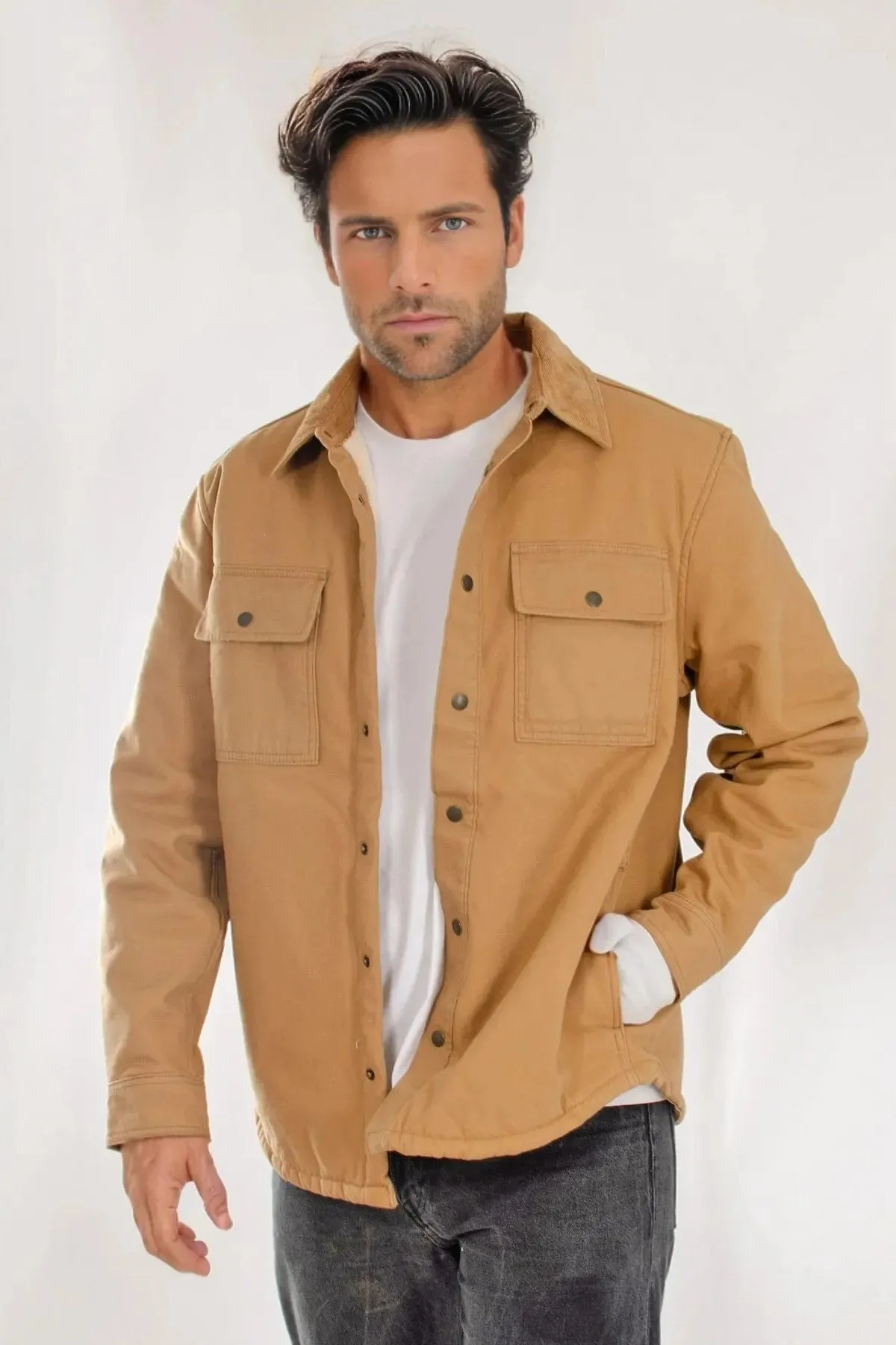 Mens Canvas Borg Lined Shacket