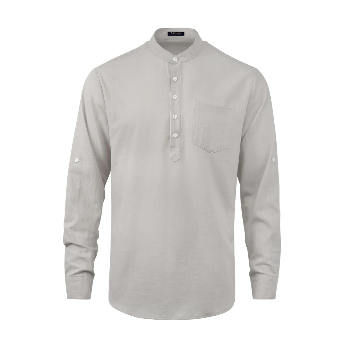 Men‘s Henley Shirt Lightweight with Pocket - LIGHT GRAY