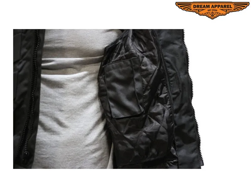 Mens Jacket With Hidden Snap Down Collar