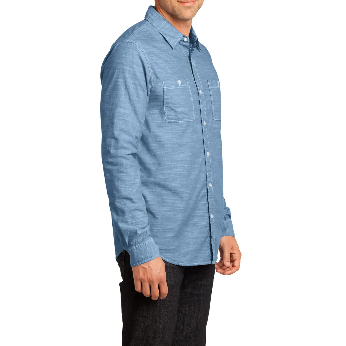 Men's Long Sleeve Washed Woven Shirt