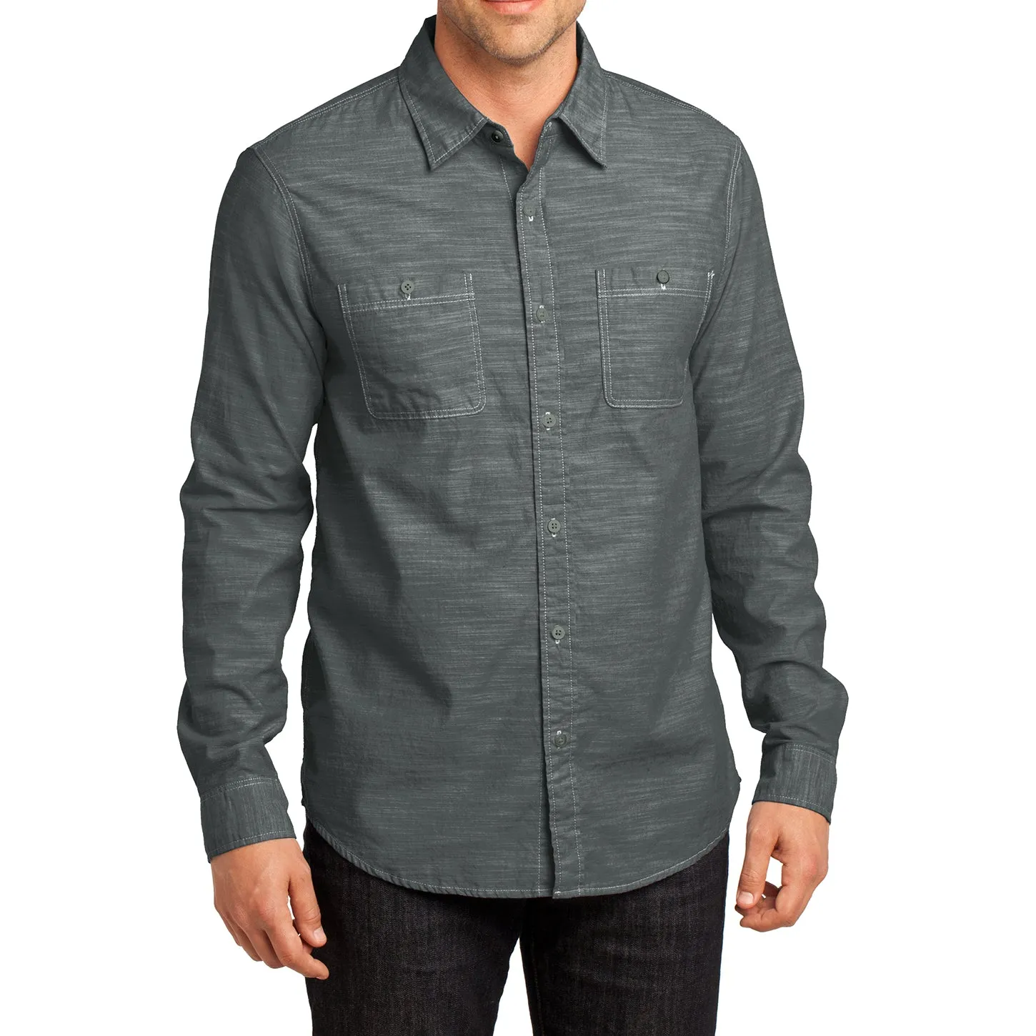 Men's Long Sleeve Washed Woven Shirt