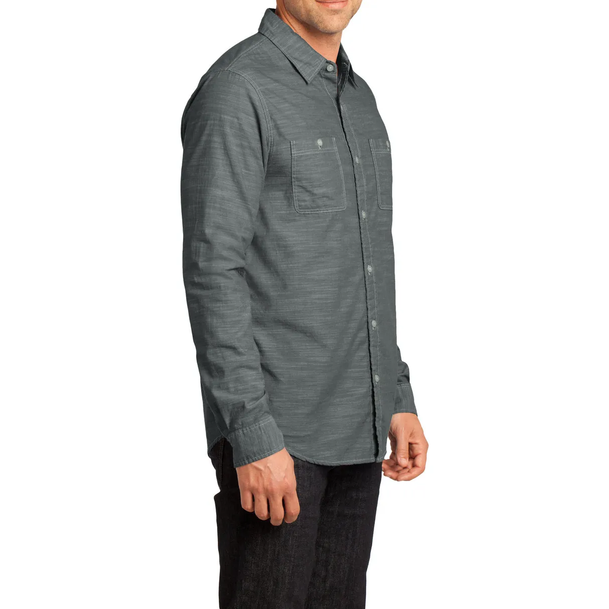 Men's Long Sleeve Washed Woven Shirt