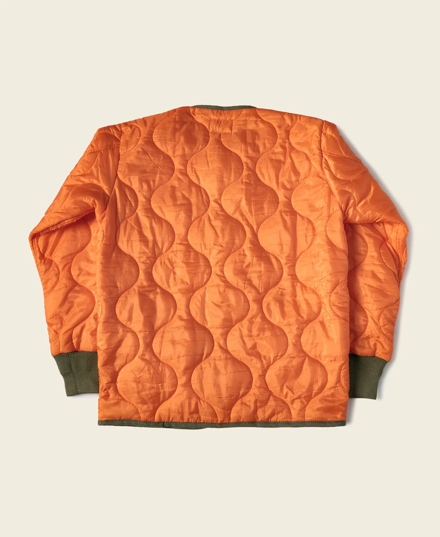 Military Style Quilted Padded Ripstop Nylon Jacket - Orange