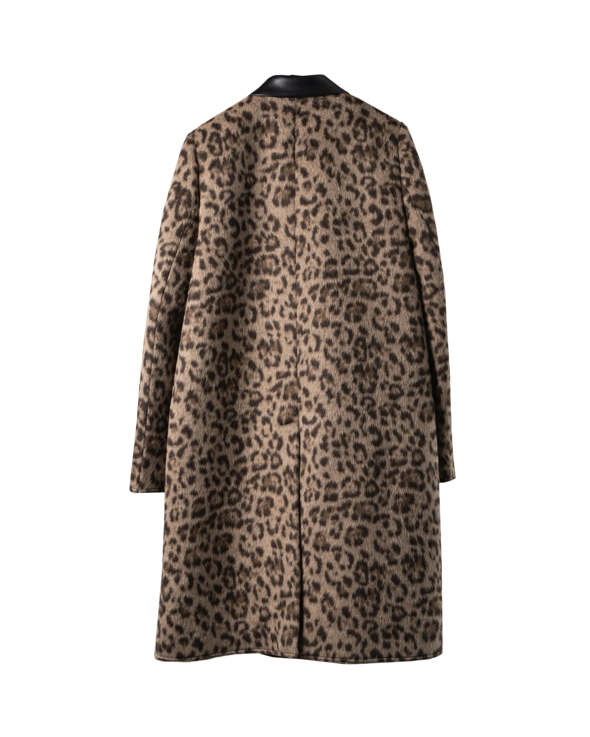 N21 | WOOLCOAT FAKE LEATHER REVER TRIM COAT