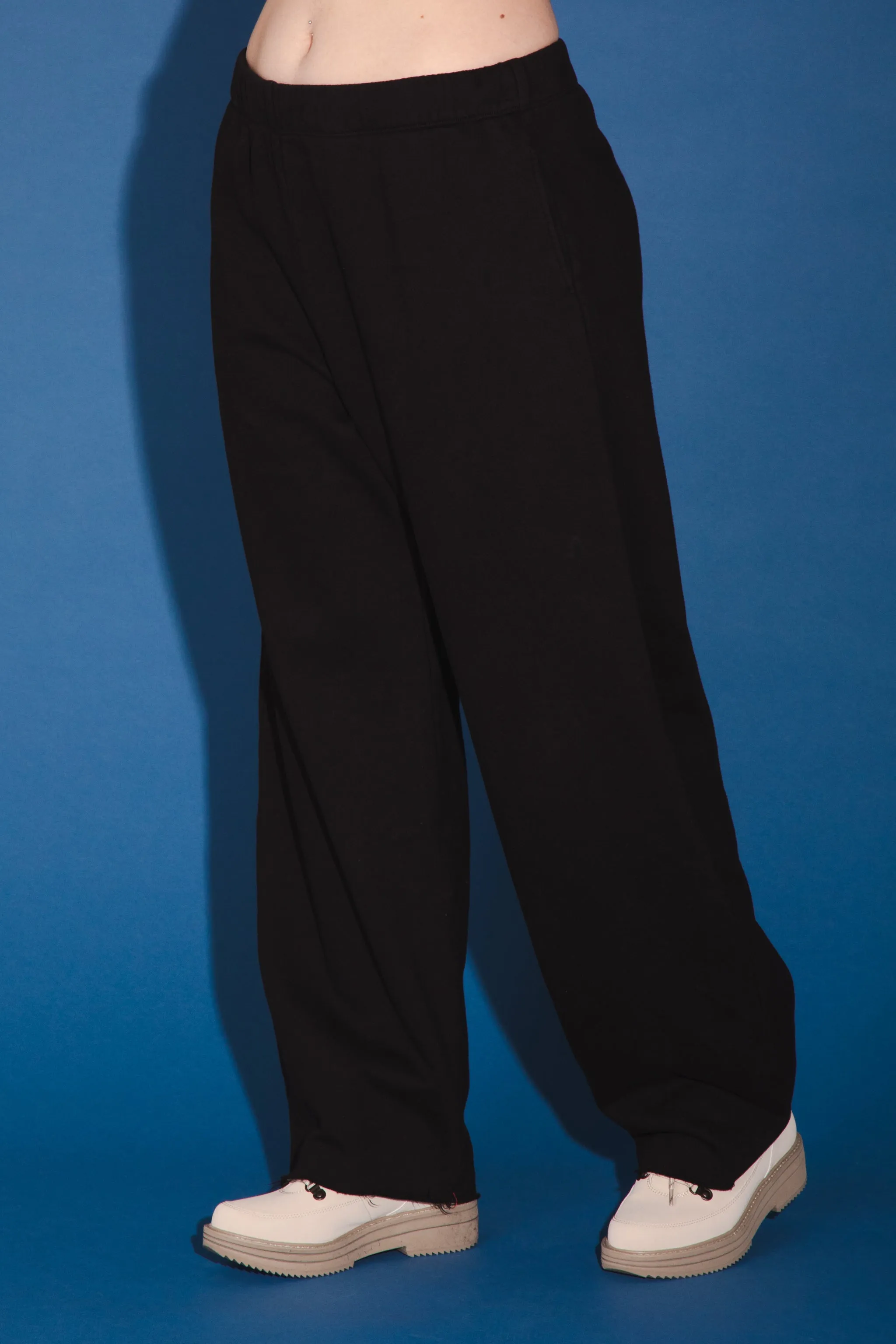 Organic Wide Leg Sweatpant in Black - Reg & Tall