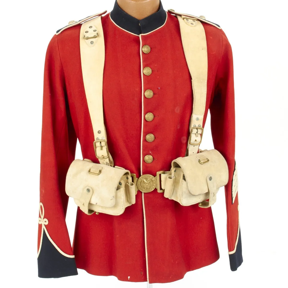 Original British Victorian P-1888 Buff Leather Slade Wallace Equipment Set with Named Royal Marines Sargent Tunic