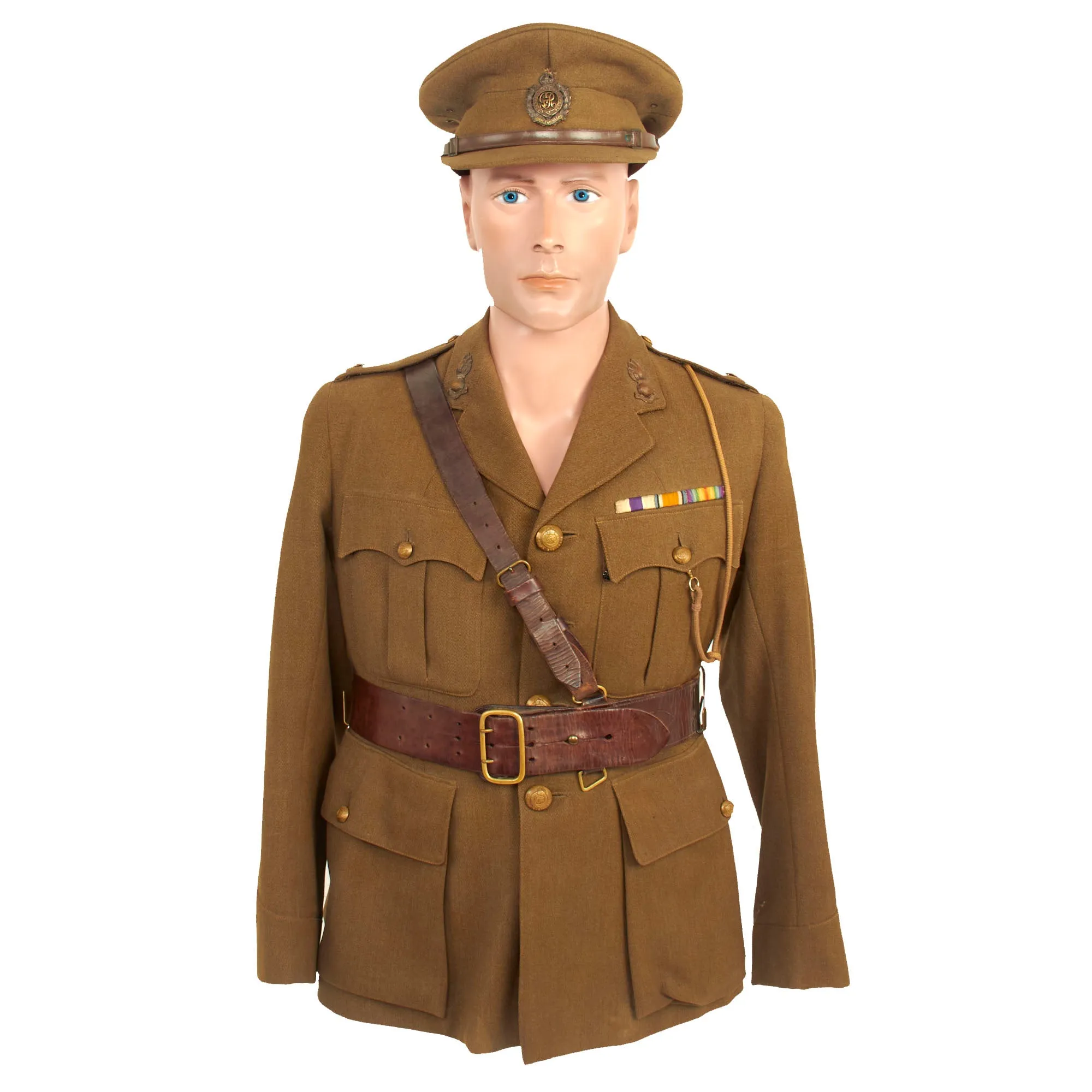 Original British WWI Royal Engineers Named Officer’s Uniform Set with Visor Cap For Military Cross Recipient “Major Thomas”