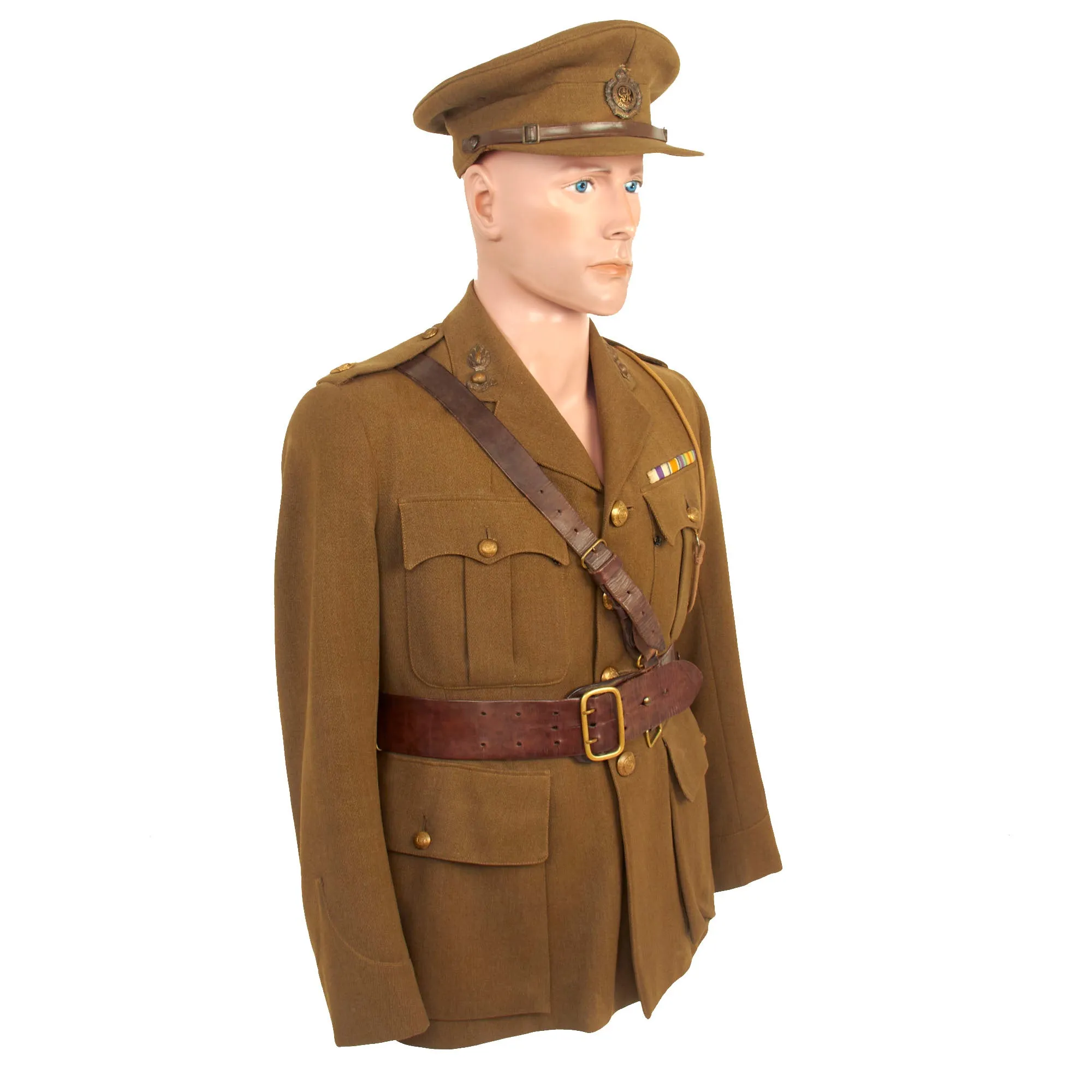 Original British WWI Royal Engineers Named Officer’s Uniform Set with Visor Cap For Military Cross Recipient “Major Thomas”