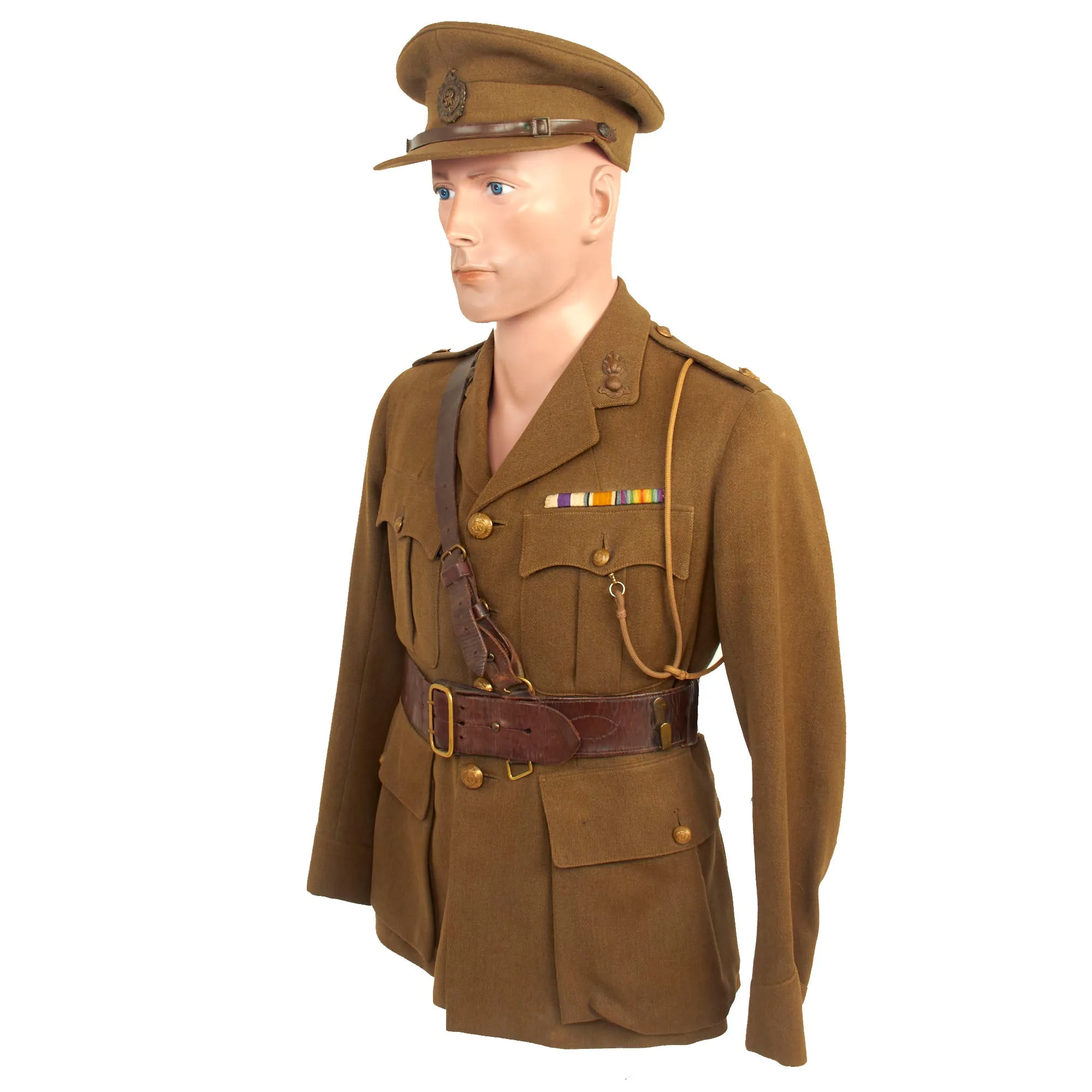 Original British WWI Royal Engineers Named Officer’s Uniform Set with Visor Cap For Military Cross Recipient “Major Thomas”