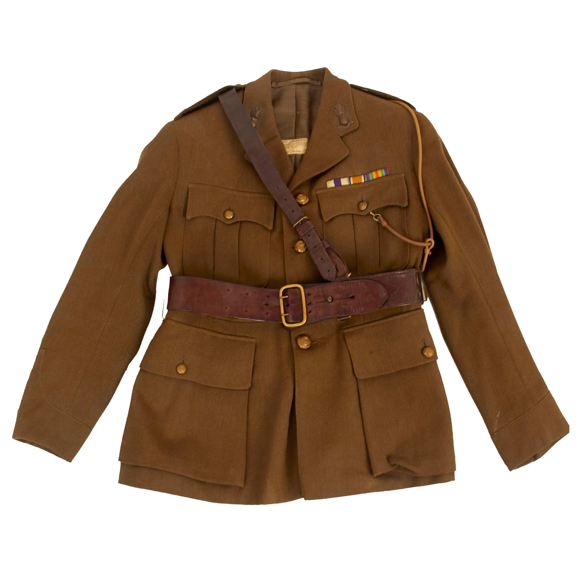 Original British WWI Royal Engineers Named Officer’s Uniform Set with Visor Cap For Military Cross Recipient “Major Thomas”