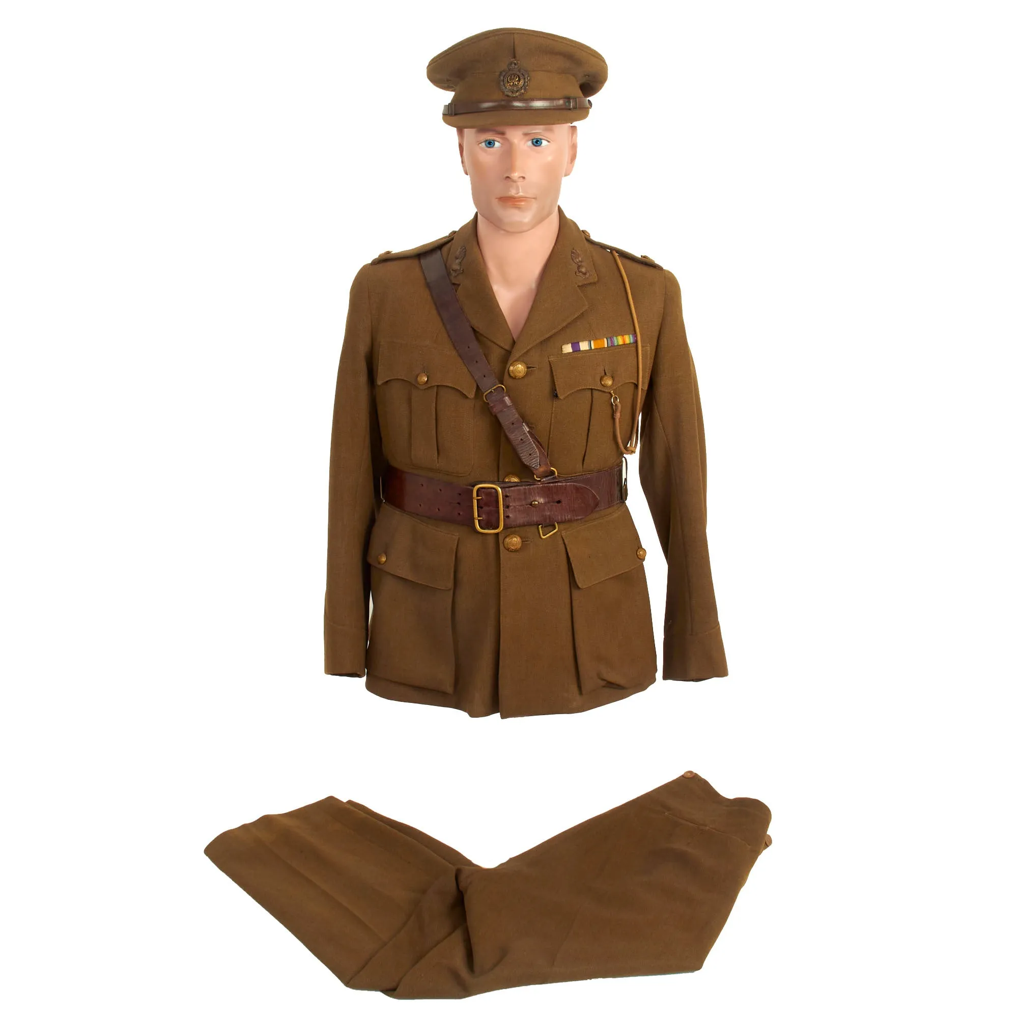 Original British WWI Royal Engineers Named Officer’s Uniform Set with Visor Cap For Military Cross Recipient “Major Thomas”