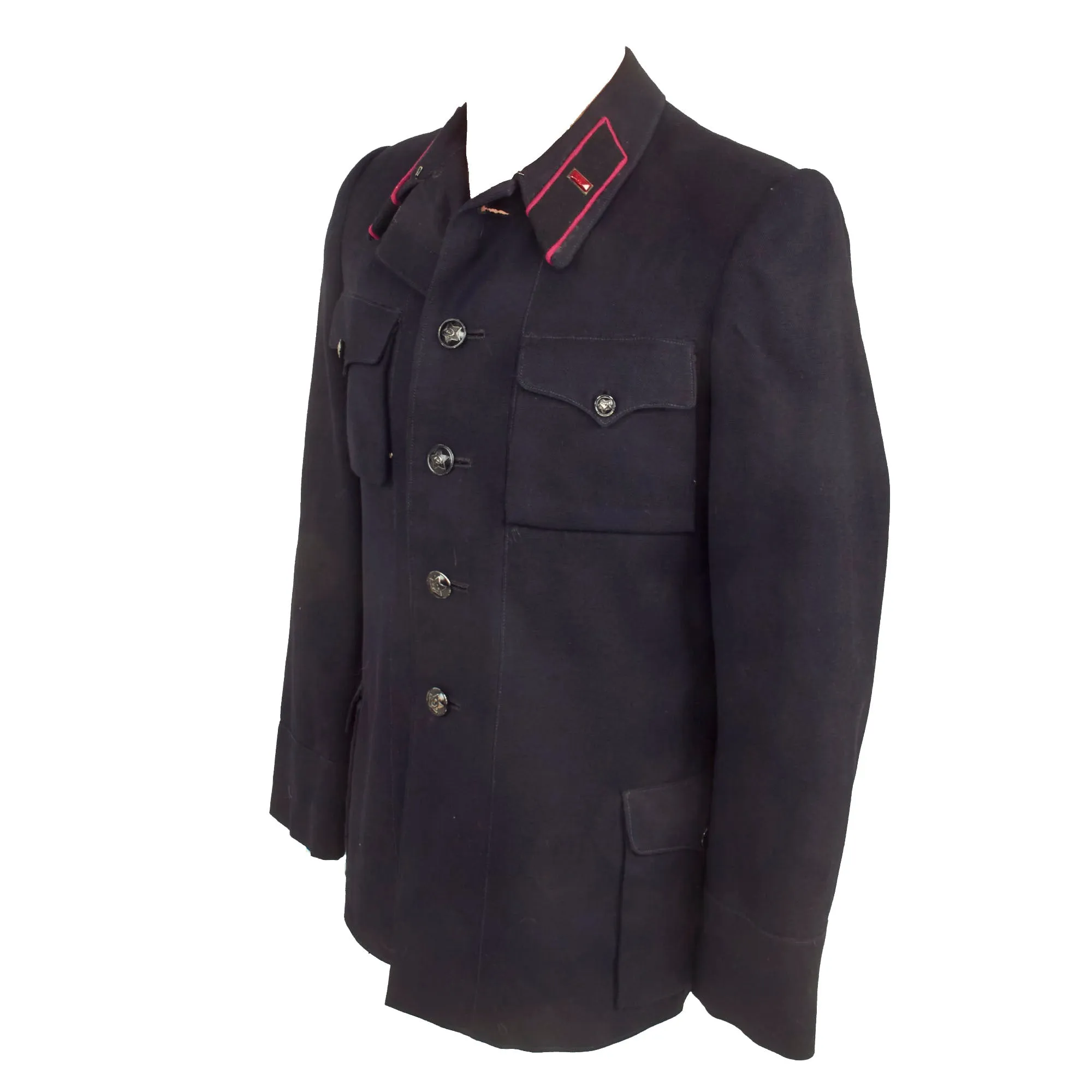 Original Pre-WWII Soviet Armored Tank Captain’s Black Four-Pocket Service Tunic with M-1924 Rank Insignia