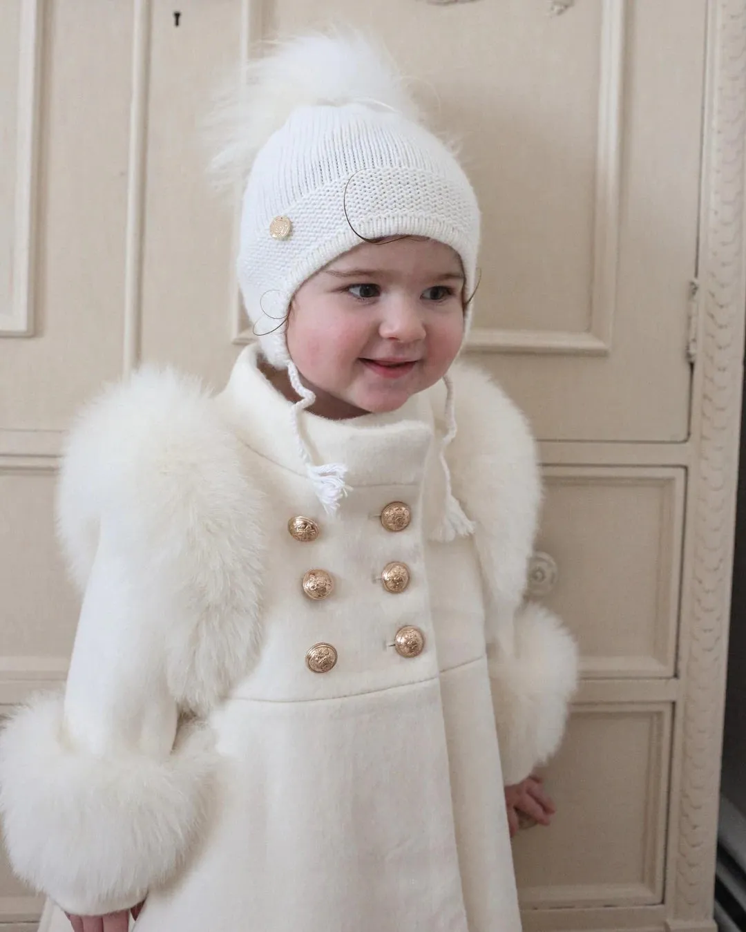 Petite Maison Kids Ivory 'Evie' Wool Coat