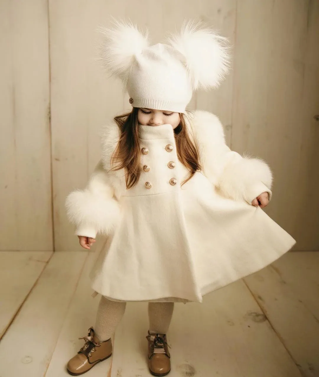 Petite Maison Kids Ivory 'Evie' Wool Coat