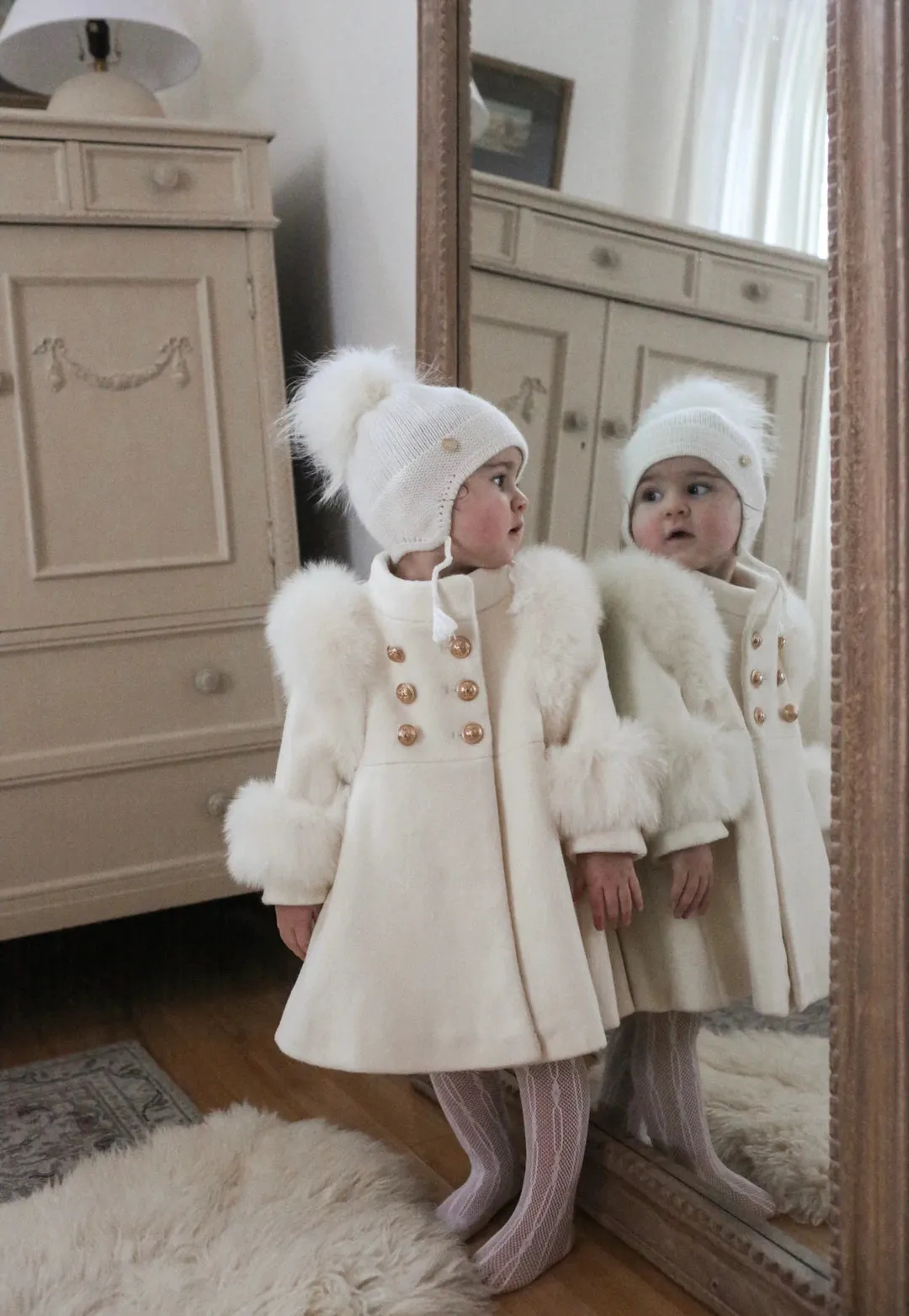 Petite Maison Kids Ivory 'Evie' Wool Coat