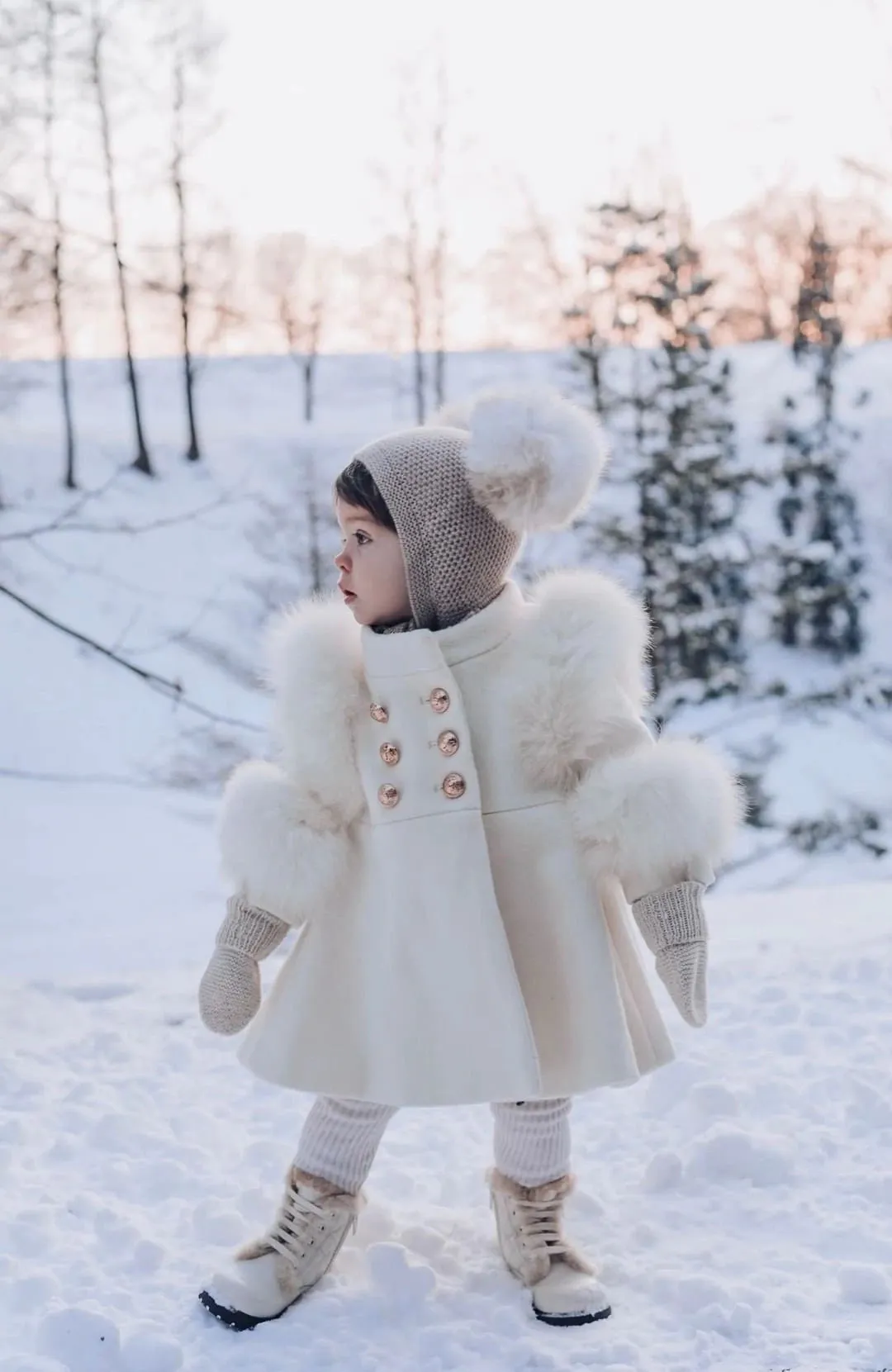 Petite Maison Kids Ivory 'Evie' Wool Coat