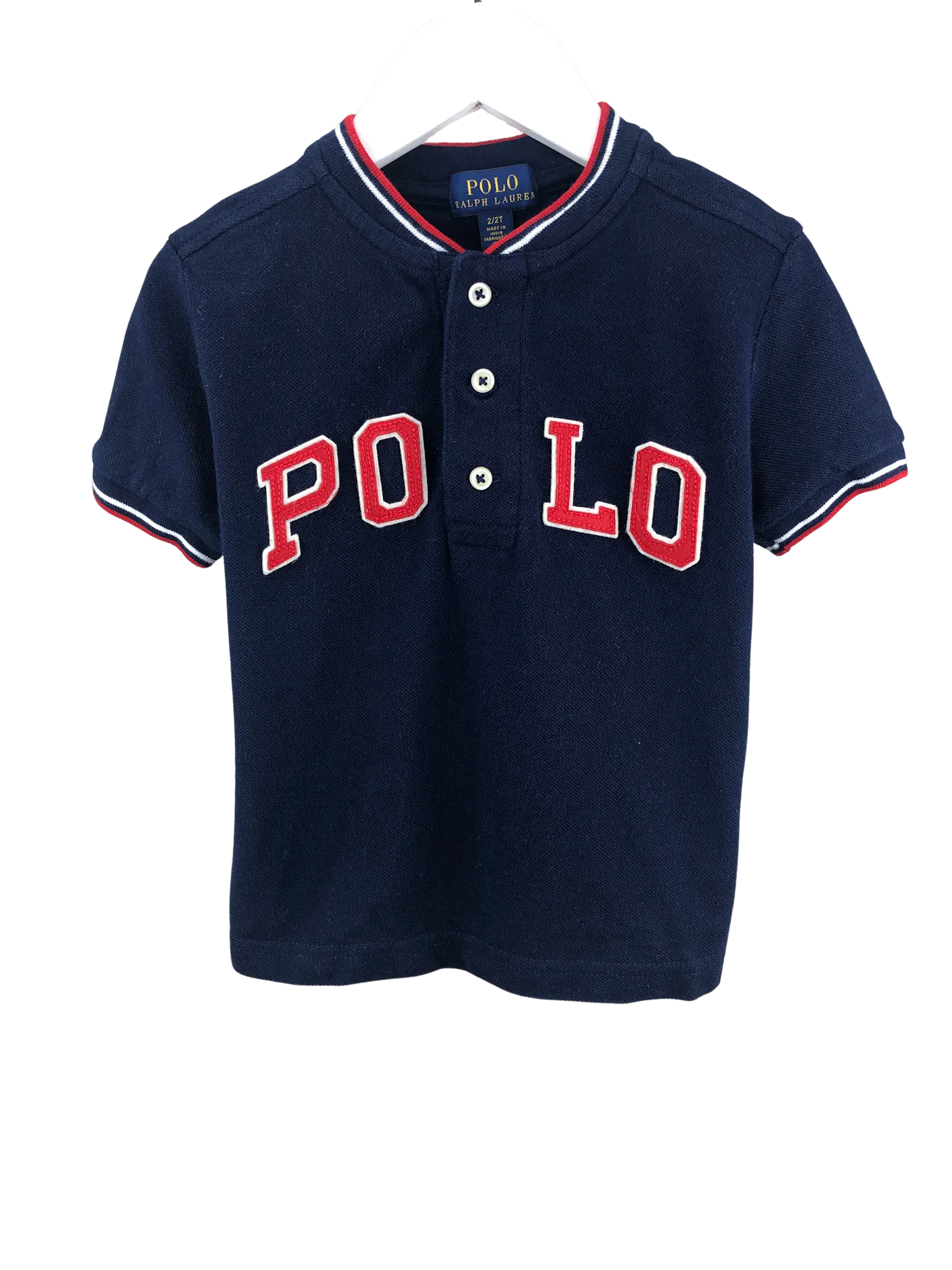 Polo Ralph Lauren, Boys' Pique Henley, Navy/Red, Size 2T