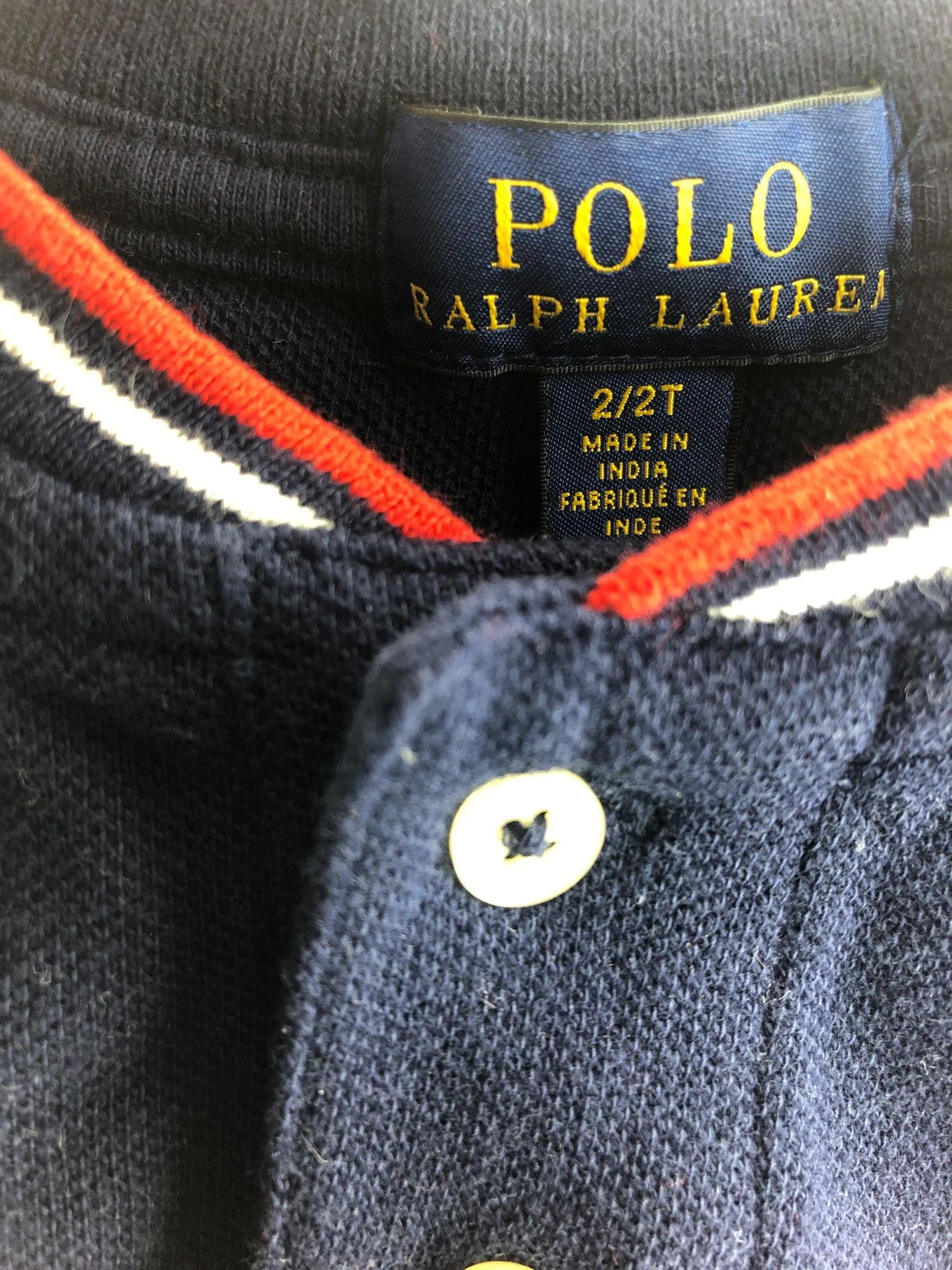 Polo Ralph Lauren, Boys' Pique Henley, Navy/Red, Size 2T