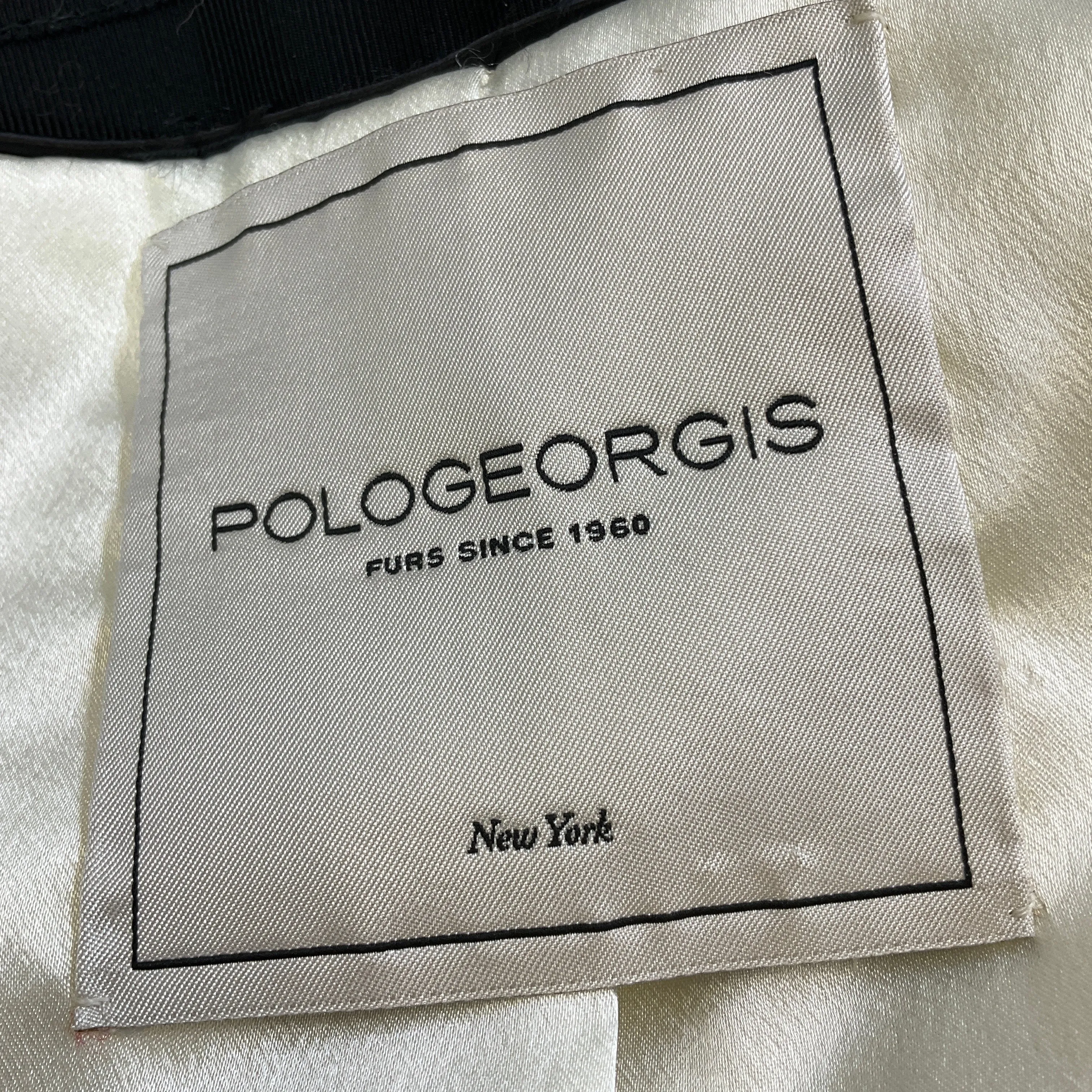 Pologeorgis Ivory / Black Grosgrain Trimmed Lamb Fur Jacket