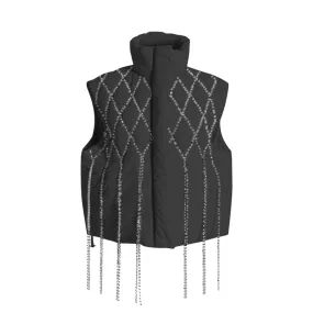 Pre Order:  Tasseled Diamond Sleeveless Puffer Jacket