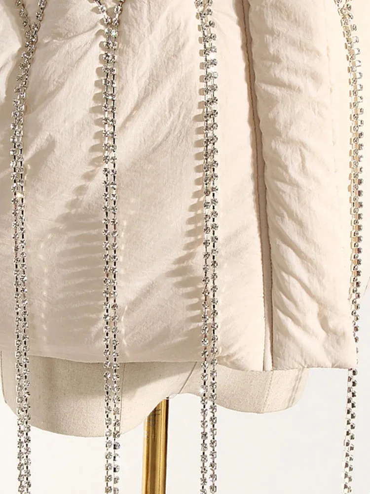 Pre Order:  Tasseled Diamond Sleeveless Puffer Jacket