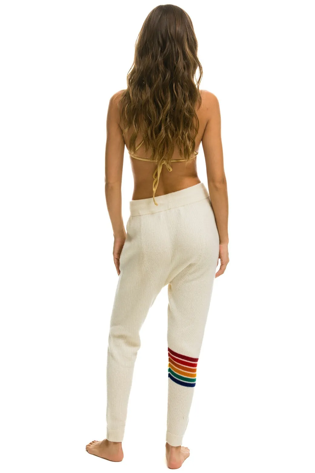 RAINBOW 6 STRIPE CASHMERE RELAXED FIT PANT - VINTAGE WHITE