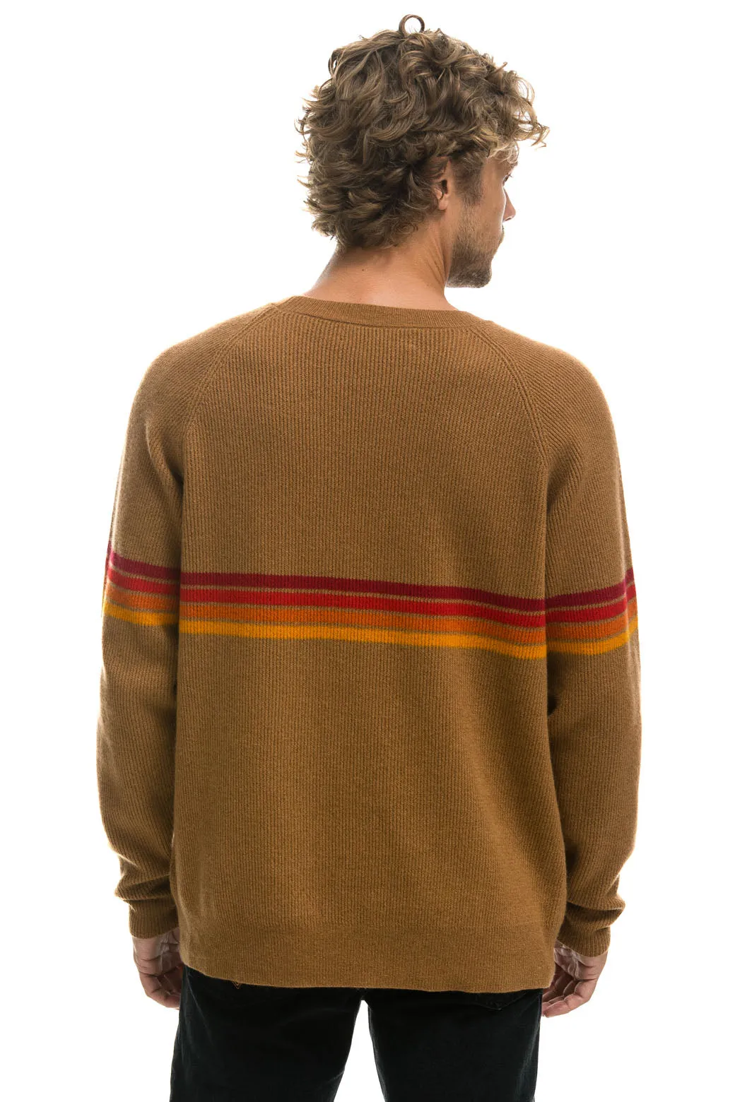 RAINBOW STRIPE 4 UNISEX CASHMERE SWEATER - BUTTERSCOTCH