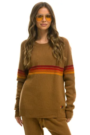 RAINBOW STRIPE 4 UNISEX CASHMERE SWEATER - BUTTERSCOTCH