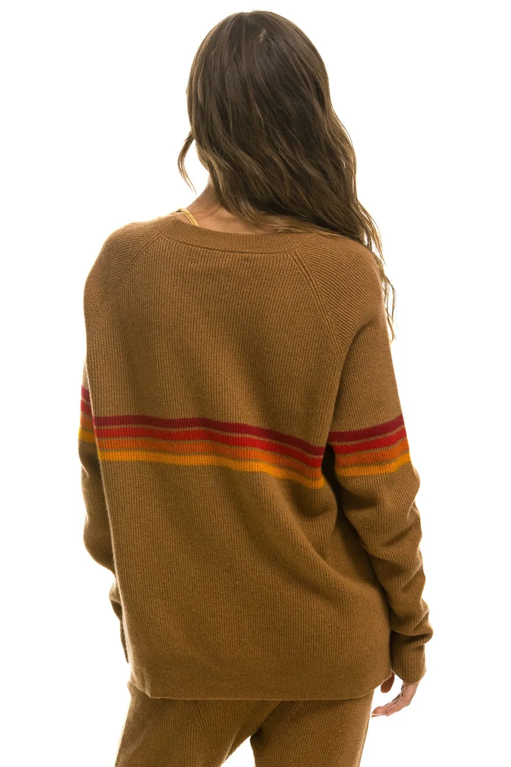 RAINBOW STRIPE 4 UNISEX CASHMERE SWEATER - BUTTERSCOTCH