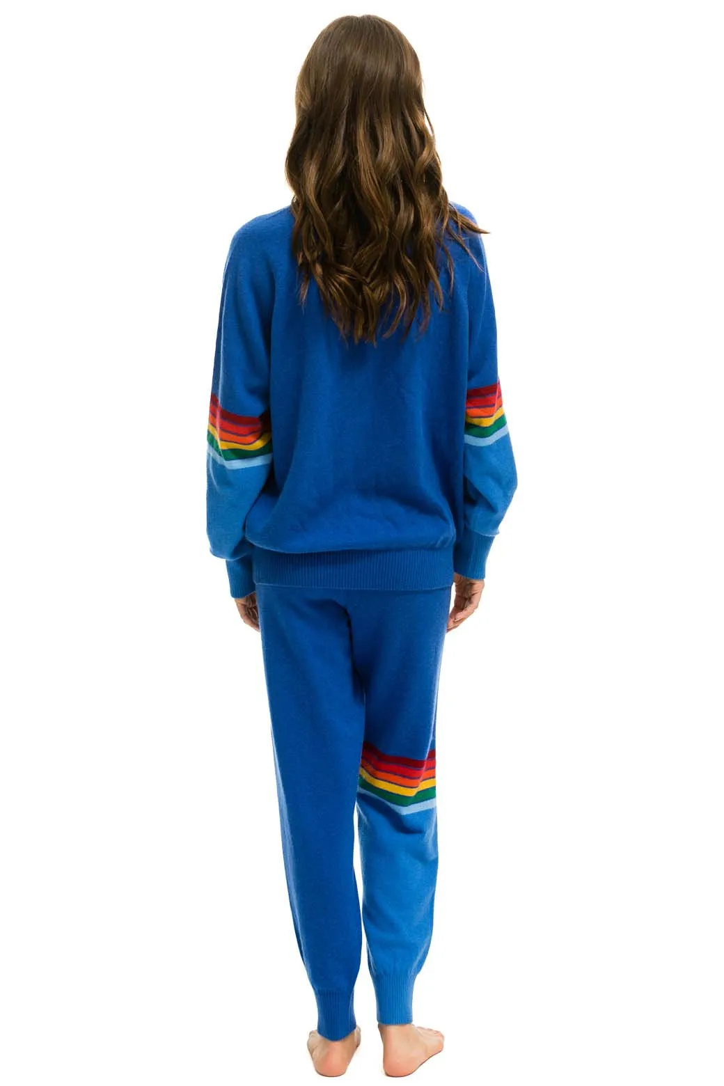 RAINBOW STRIPE CASHMERE LIGHT SWEATER PANT - VINTAGE BLUE