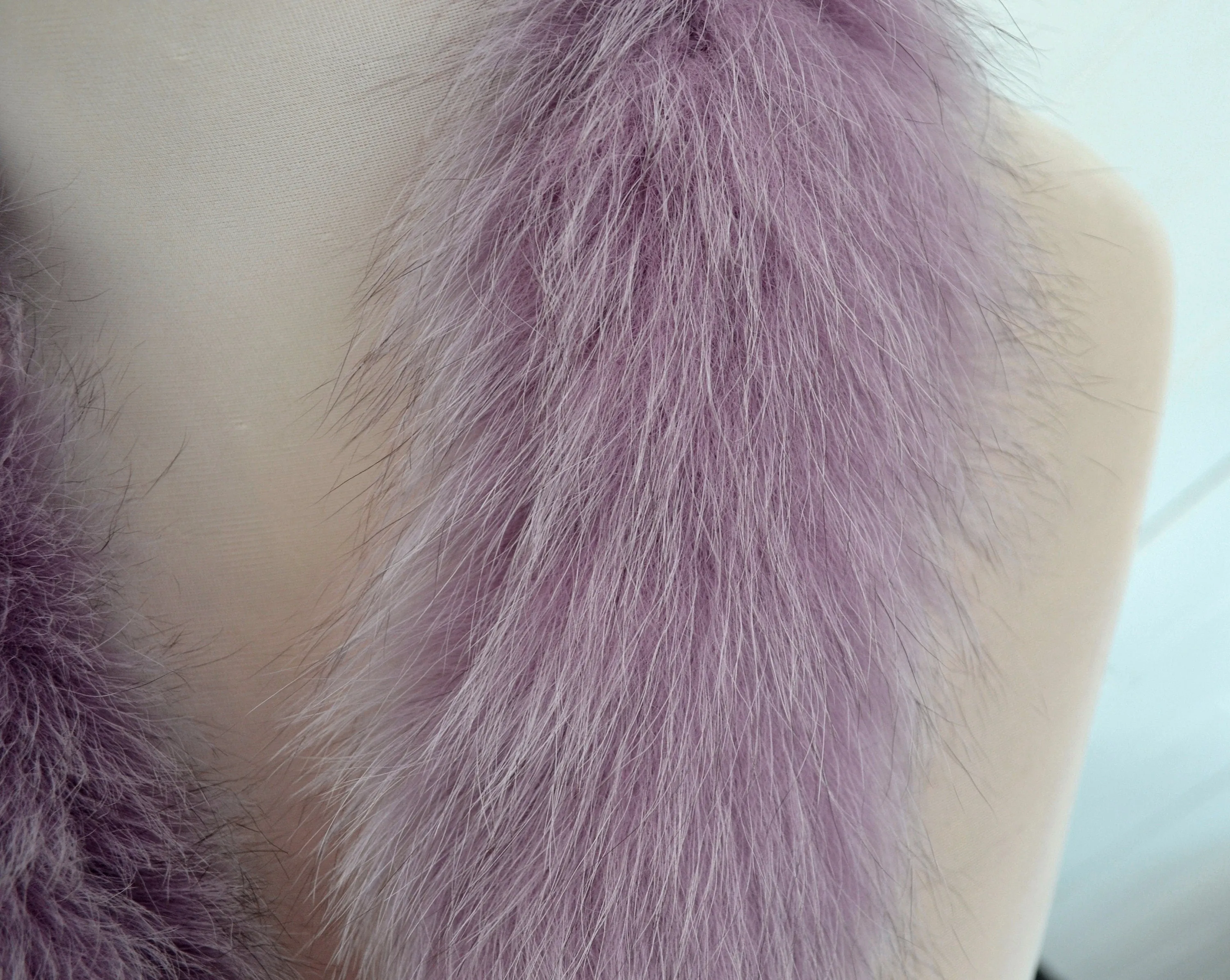 READY TO SHIP, Lilac 60 cm Real Fox Fur (Tail) Trim Hood, Fur collar trim, Fox Fur Collar, Fur Scarf, Fur Ruff, Fur Hood, Fur stripe, Trim