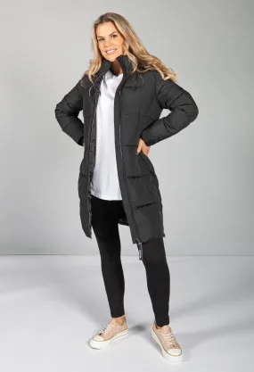 RECYCLED POLYESTER PUFFER COAT IN BLACK