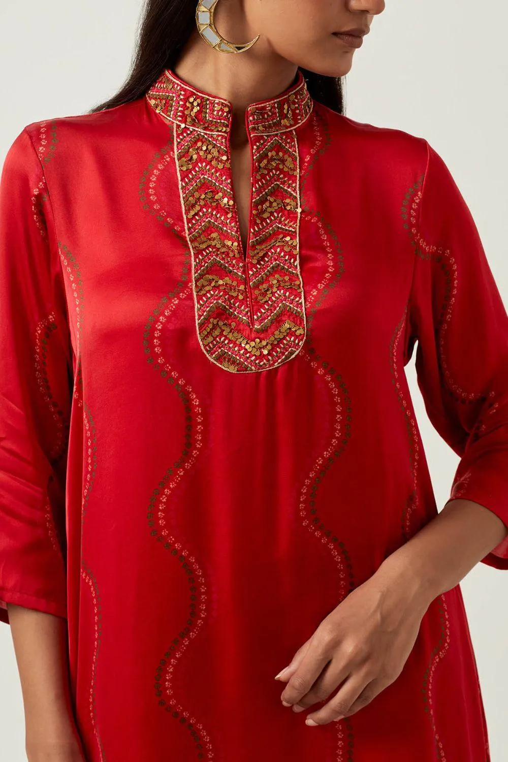 Red Bandhani Tunic