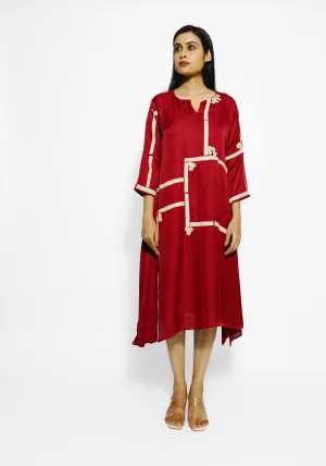 Red Stripes Mulberry Silk Tunic Dress