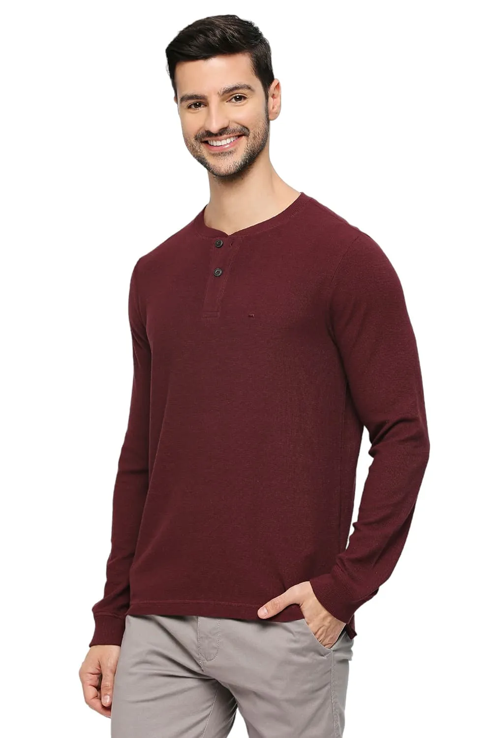 Regular Fit Cotton Polyester Solid Henly T-Shirts