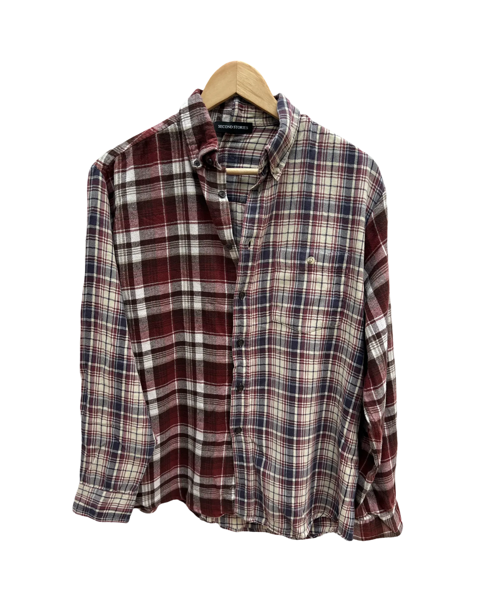 Reworked vintage check shirt-  Burgundy mix (S)