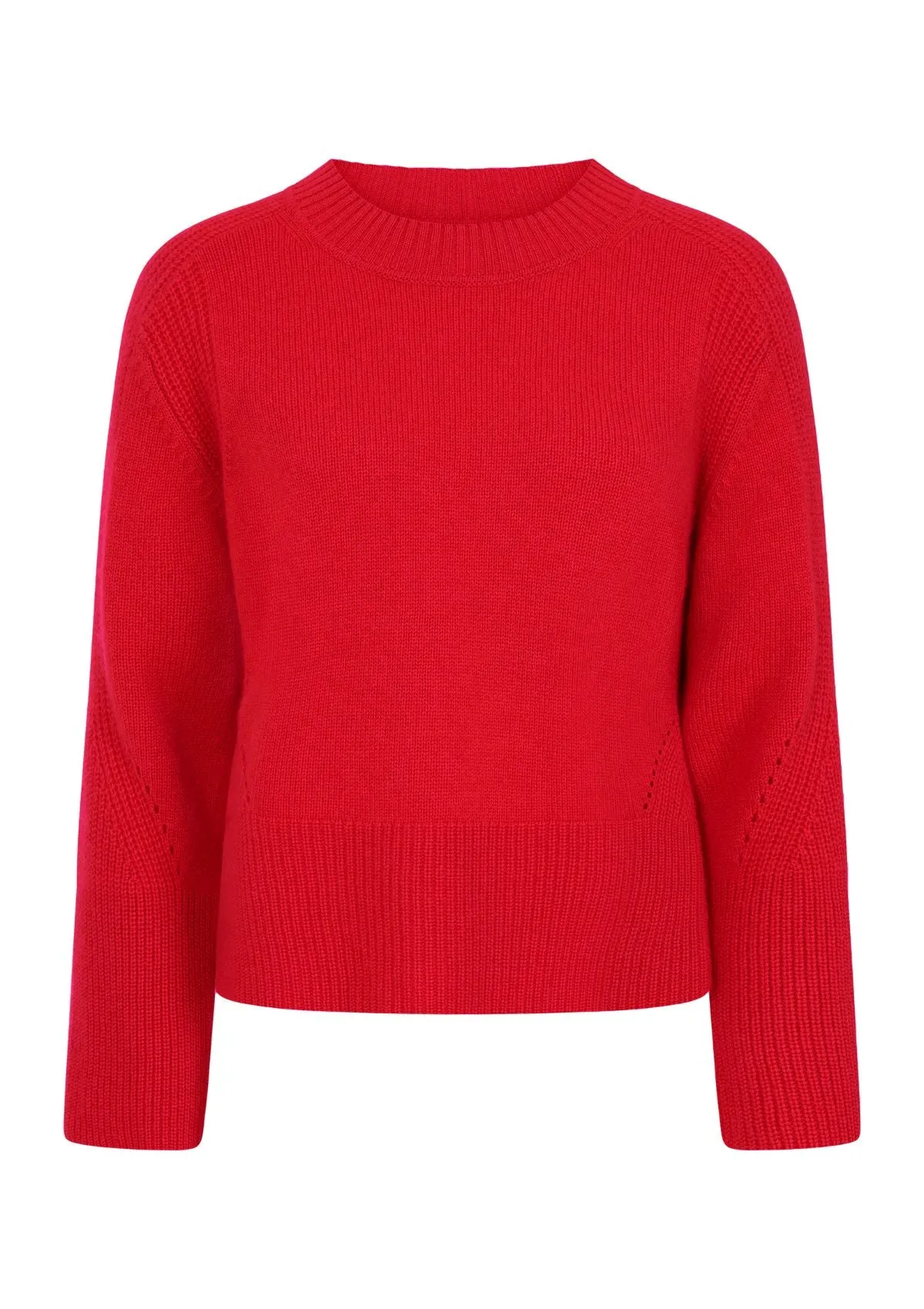 Ribbed Detail Lofty Crew Sweatshirt in Crimson Red