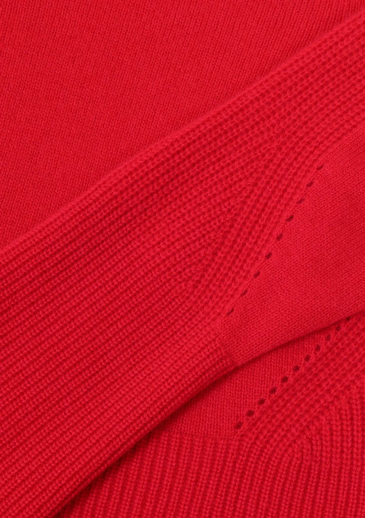 Ribbed Detail Lofty Crew Sweatshirt in Crimson Red