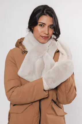 Rino & Pelle Stip Faux Fur Loop Scarf in Birch