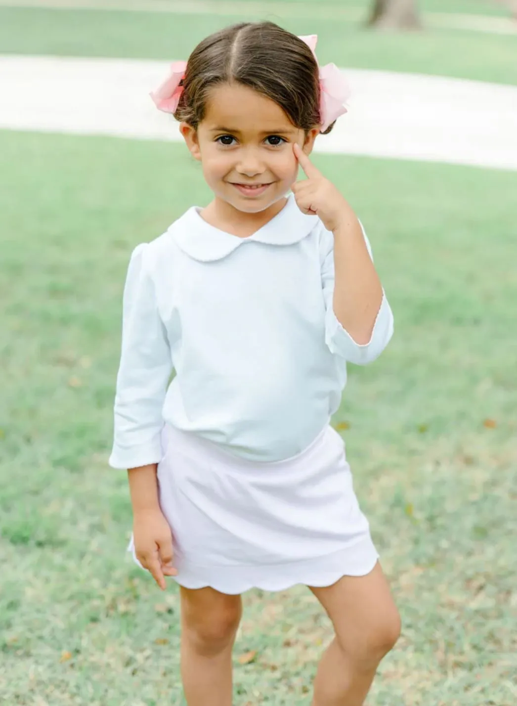 Ruffled Peter Pan 3/4 Shirt - Pink