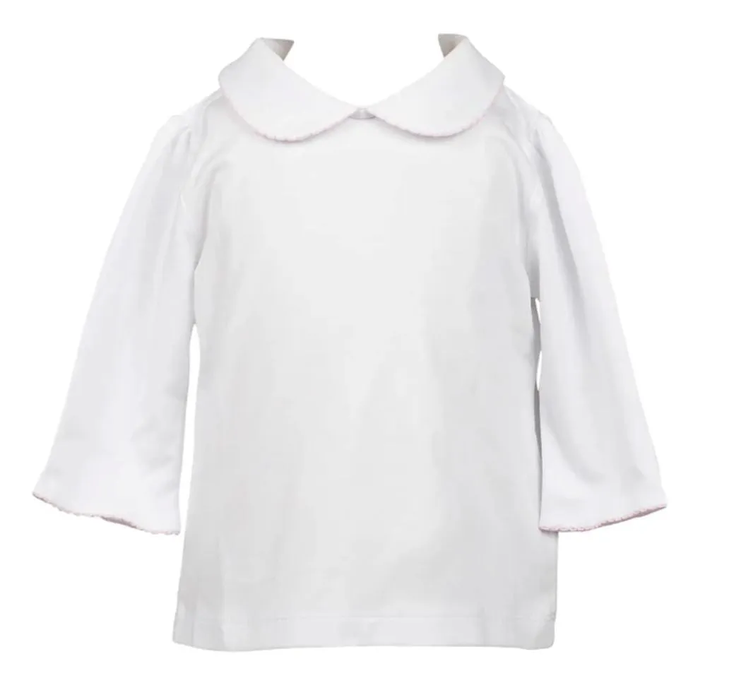 Ruffled Peter Pan 3/4 Shirt - Pink