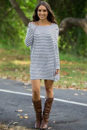 SALE-The Perfect Piko Tiny Stripe Tunic Top-White/Black