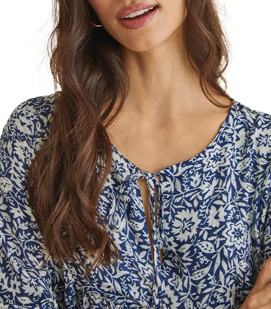 Short Floral Print Dress Blue