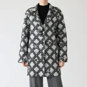 Silver Grey Big Circles Knitted Coat