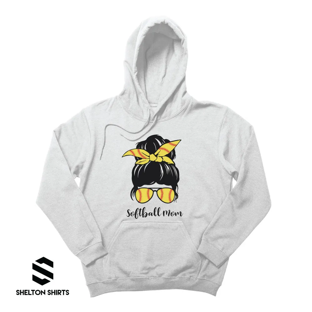 Softball Mom Messy Bun Hoodie