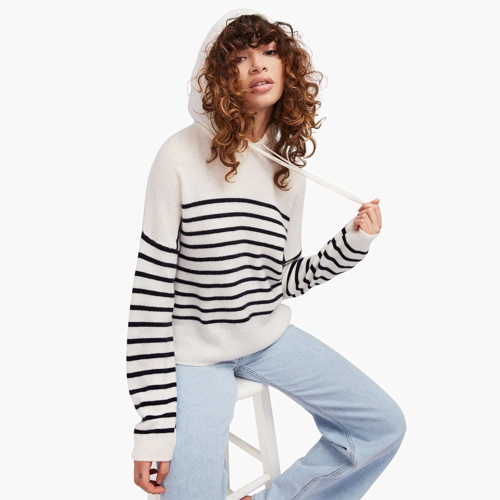 Striped Cashmere Oversized Hoodie