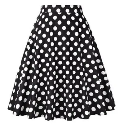 Summer Midi Skirt Runway Vintage Rockabilly Sundress Red Womens Sexy Pinup 50S Cotton Polka Dot Pattern Skater Streetwear