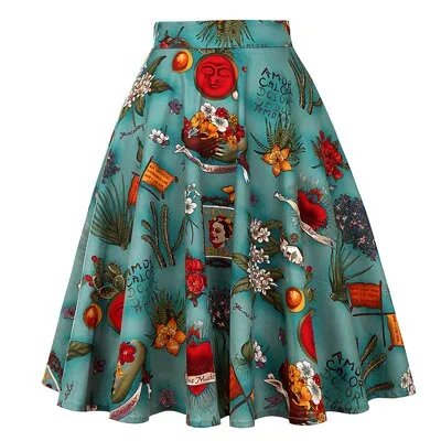 Summer Midi Skirt Runway Vintage Rockabilly Sundress Red Womens Sexy Pinup 50S Cotton Polka Dot Pattern Skater Streetwear