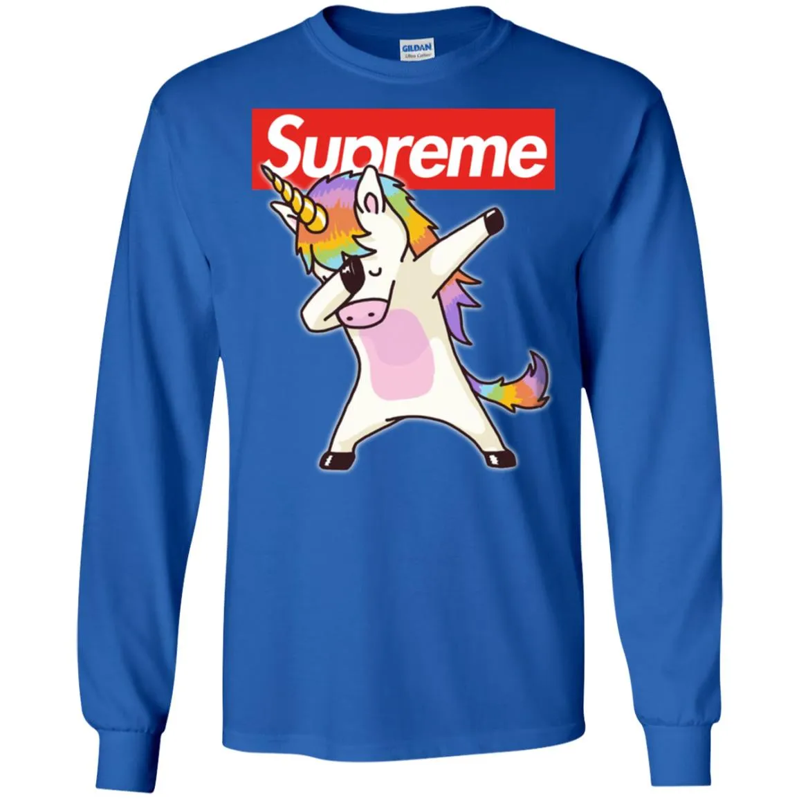 Supreme Unicorn T-shirt Dance Dabbing Unicorn Men Long Sleeve Shirt